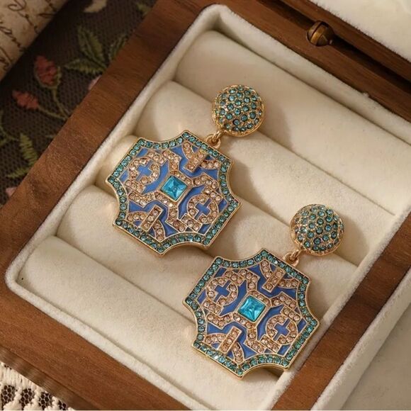 🩵 NEW Stunning & sparkling bohemian style dangle earrings 🩵 - Picture 7 of 8